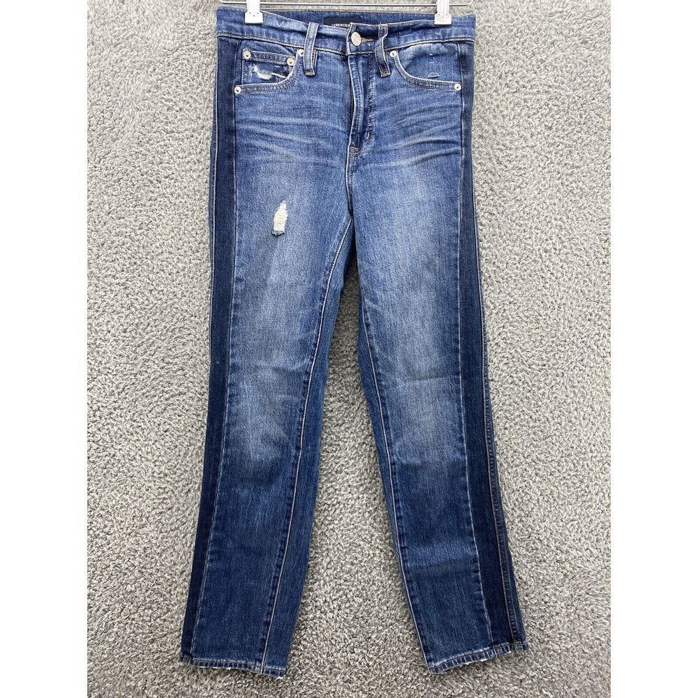 J Crew Vintage Straight Denim Jean Two Tone Women's Size 24‎ Side Stripe J7283